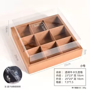 10PCS Disposable 9-Grid Takeaway Boxes for Desserts, Pastries, Hot Pot, Picnic and Party Use, Eco-Friendly Paper Food Container with Multi-Compartment Design for Birthday, Wedding, Catering, Gift Packaging