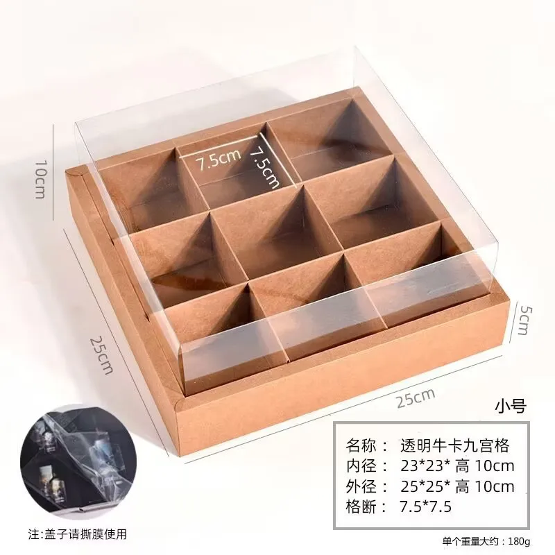 10PCS Disposable 9-Grid Takeaway Boxes for Desserts, Pastries, Hot Pot, Picnic and Party Use, Eco-Friendly Paper Food Container with Multi-Compartment Design for Birthday, Wedding, Catering, Gift Packaging