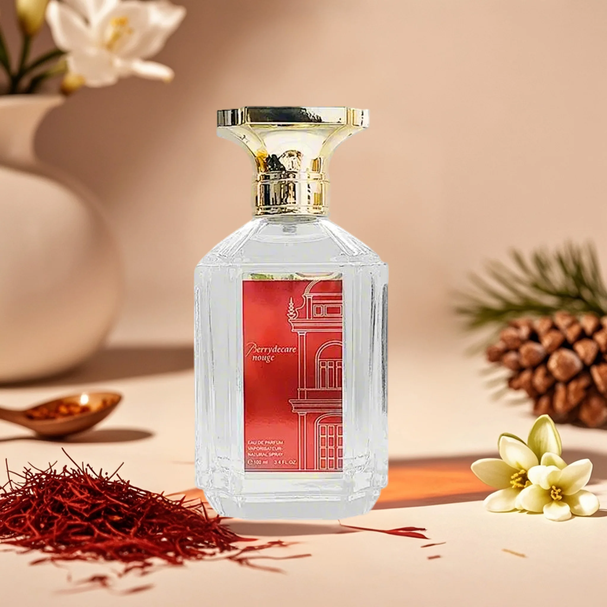 100ml Glass Perfume Bottle with Elegant Gift Box, Refillable Spray Atomizer for Women’s Bacc R.oug 540 Inspired Fragrance, Oriental Woody Saffron Container, Travel Cosmetic Bottle, DIY Fragrance Sub-Bottle - 图片 3