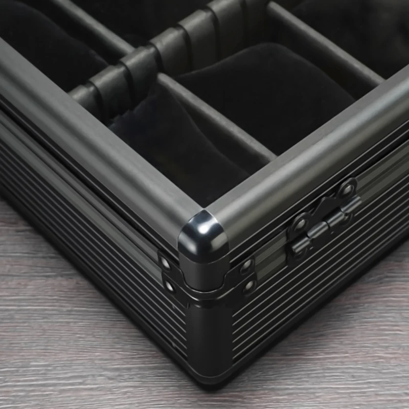 10-Slot Multi-Purpose Aluminum Alloy Watch Storage Case with Removable Internal Dividers, Protective Display Suitcase Organizer for Watches, Bracelets, Jewelry, Portable Travel Carrying and Home Storage 15