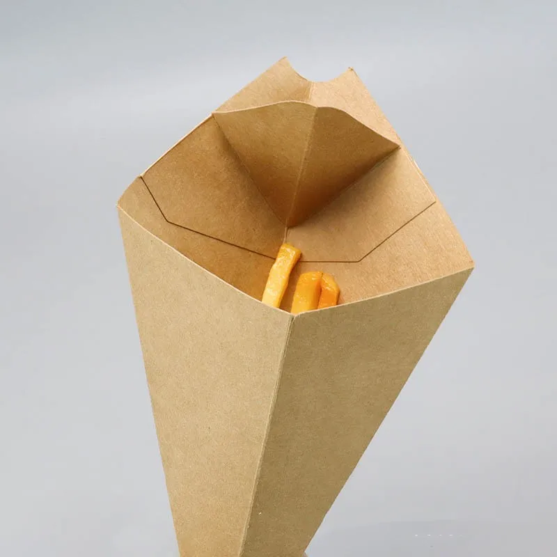 50pcs Disposable Kraft Paper French Fries Boxes, Fast Food Takeout Containers for Chicken, Popcorn, Nuggets, Fries, Snack Serving, Eco-Friendly, Disposable Paper Food Holders for Parties, Catering, Restaurants - 图片 5