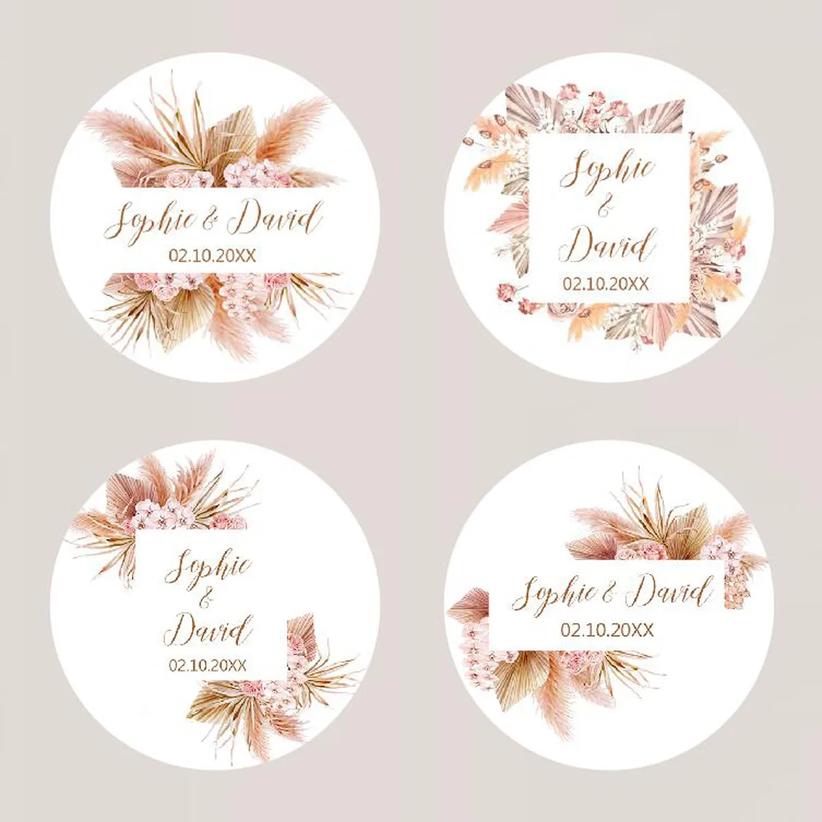 96-Pack Pampas Grass Wedding Stickers – Customizable Sealing Labels for Weddings, Baptisms, Birthdays, Party Decor, Personalized Gift Tags, Event Favors, DIY Craft Stickers for Celebrations 96-Pack Pampas Grass Wedding Stickers – Customizable Sealing Labels for Weddings, Baptisms, Birthdays, Party Decor, Personalized Gift Tags, Event Favors, DIY Craft Stickers for Celebrations - 图片 2