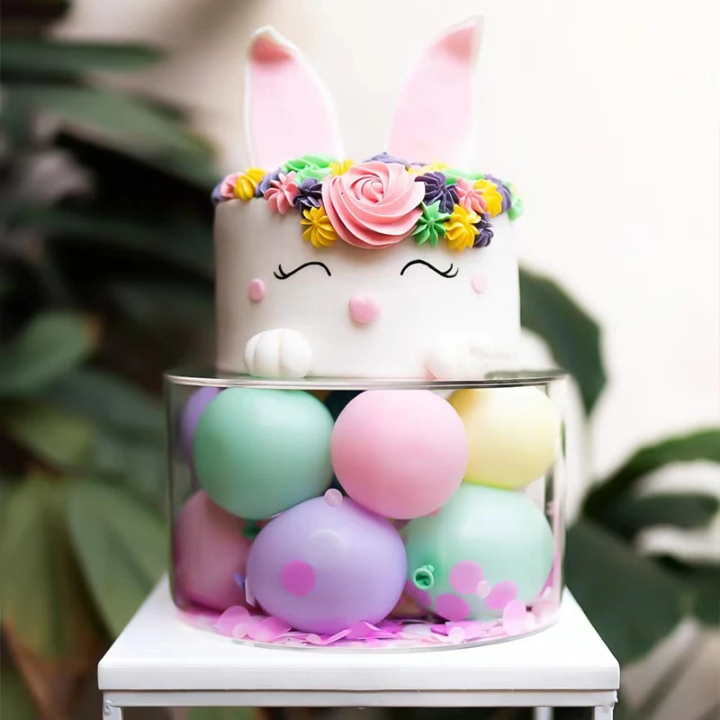 Acrylic Cake Display Board Round Cake Edge Smoother Tray, Clear DIY Refillable Cake Base Stand for Wedding, Birthday, Party, and Dessert Decoration Tools 10