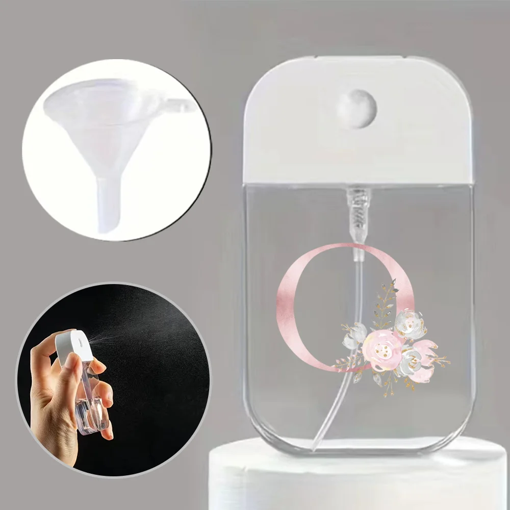 Portable Mini Spray Bottle with Funnel – Refillable Pink Flower and Letter Pattern Container for Perfume, Alcohol, Hand Sanitizer, Liquid Sub-Packaging, Travel-Friendly Cosmetic Sprayer - 图片 21