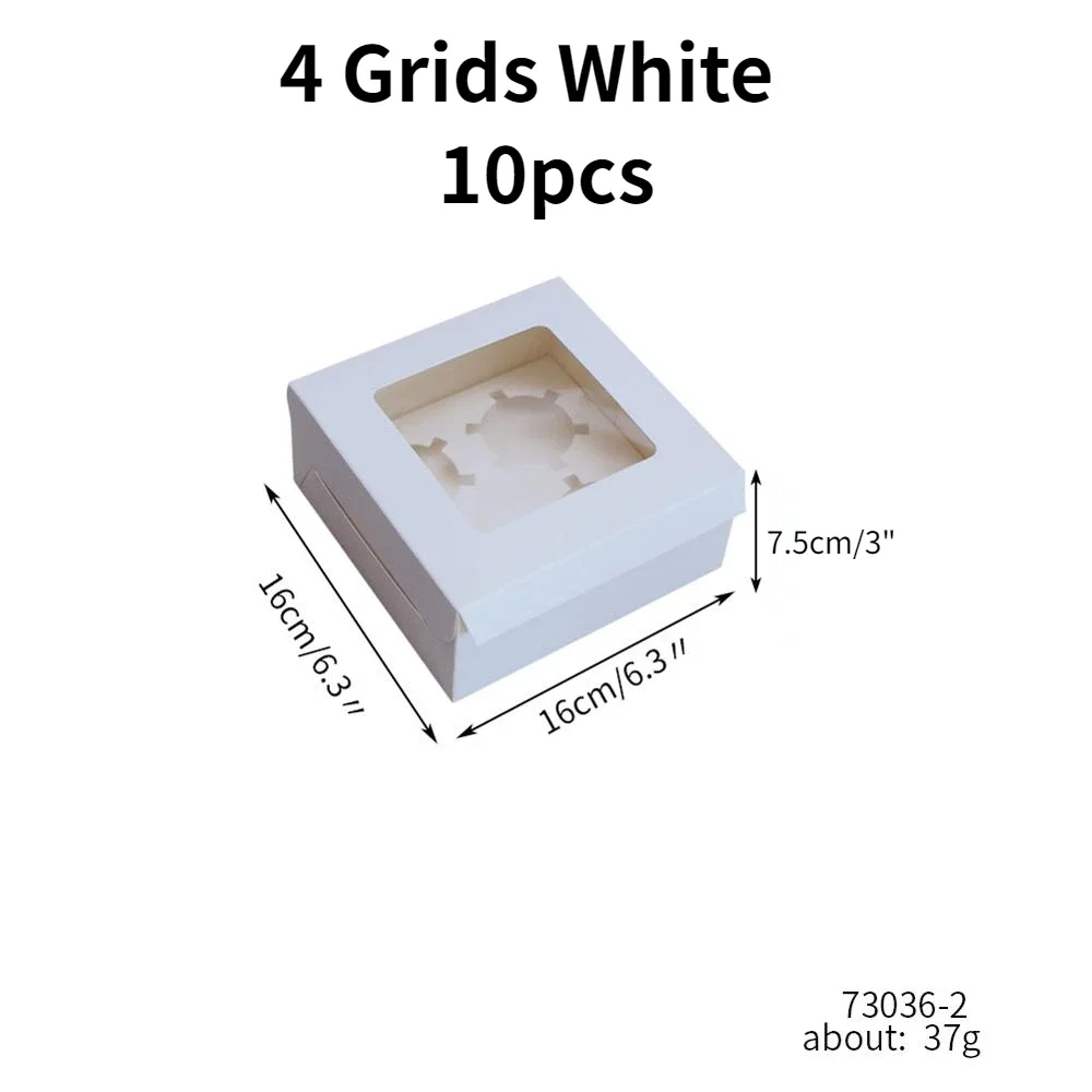 10Pcs Kraft Paper Cupcake Boxes with Clear Window, Cardboard Dessert Packaging Containers for Muffins, Cookies, Candy and Small Cakes – Wedding, Birthday Party Favor Supplies, 4 Size Options Available - 图片 12