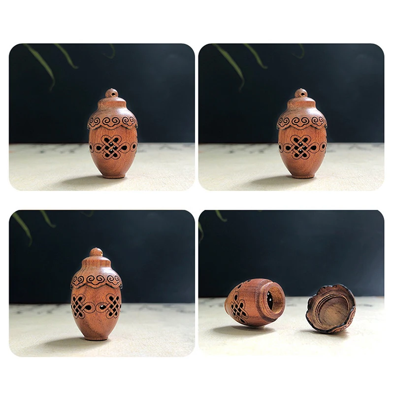1Pc Natural Wood Lotus Shape Mini Perfume Aroma Diffuser Bottle with Expandable Sandalwood, Portable Wooden Jar, Hanging Pomander Container for Car, Room, DIY Essential Oil, Travel 4