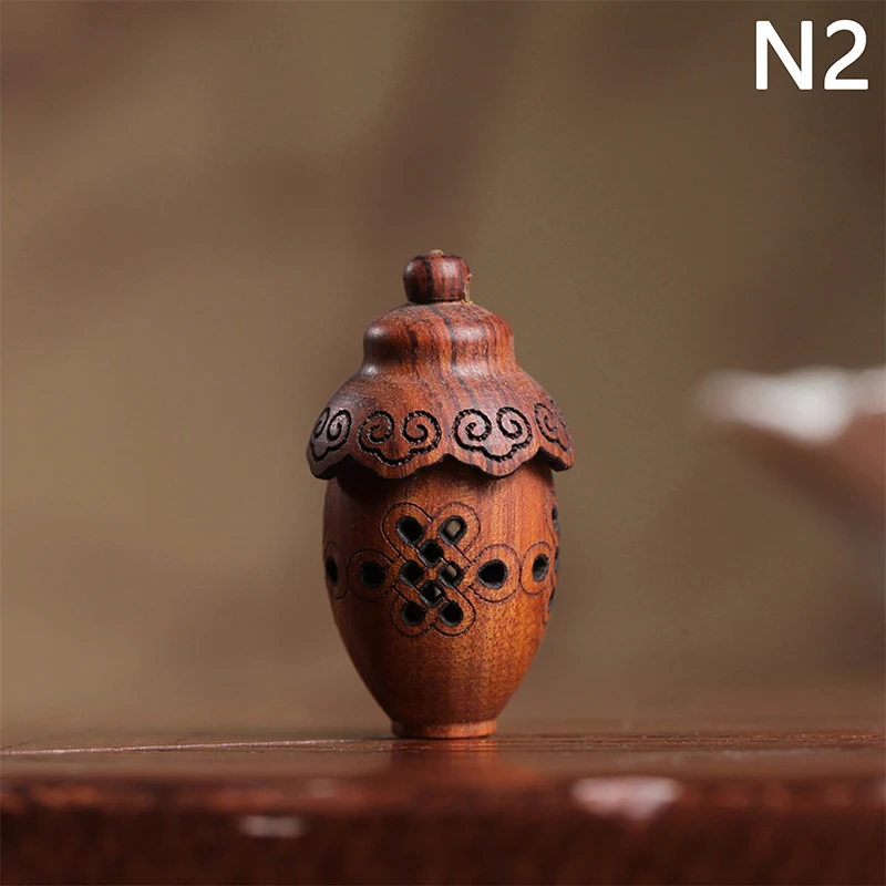1Pc Natural Wood Lotus Shape Mini Perfume Aroma Diffuser Bottle with Expandable Sandalwood, Portable Wooden Jar, Hanging Pomander Container for Car, Room, DIY Essential Oil, Travel - 图片 12