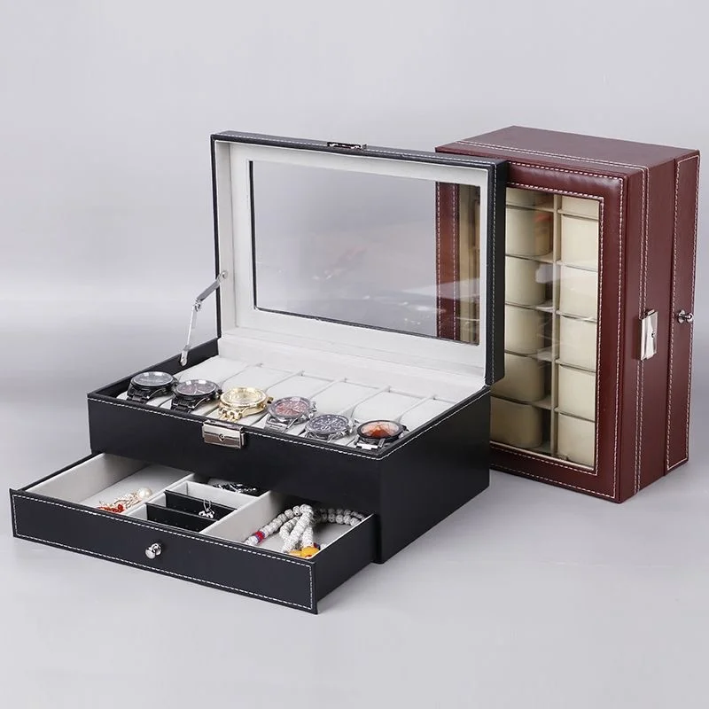 Watch Display Case ⌚ – Stop Tangled Timepieces! Premium PU Leather Organizer with Glass Top for 6/10/12 Luxury Watches - 图片 4