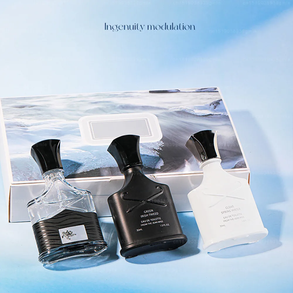 3-Piece Men's Perfume Set 90ML Each with Fine Mist Atomizers and Luxury Gift Boxes, Multiple Bottle Materials Including Glass, Acrylic, PET or Metal, Long-Lasting Cologne Scent, Charming Male Fragrance, Factory Direct Supply 3