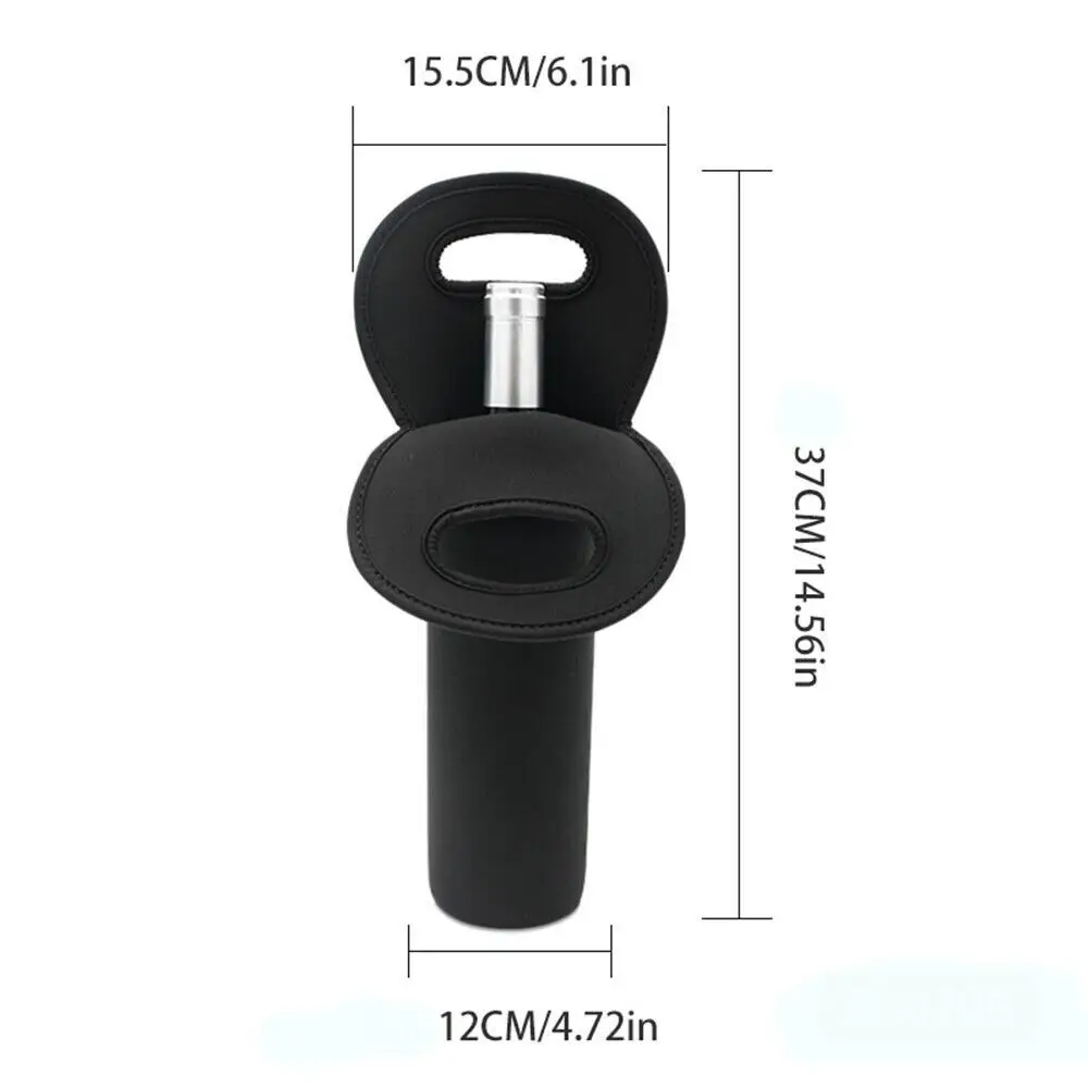 Insulated Neoprene Wine Bottle Packaging Cover, Reusable Solid Color Protective Freezer Bag for 750ml Bottles, Portable Thermal Wine Carrier Gift Wrap Bag Black Red Blue - 图片 6