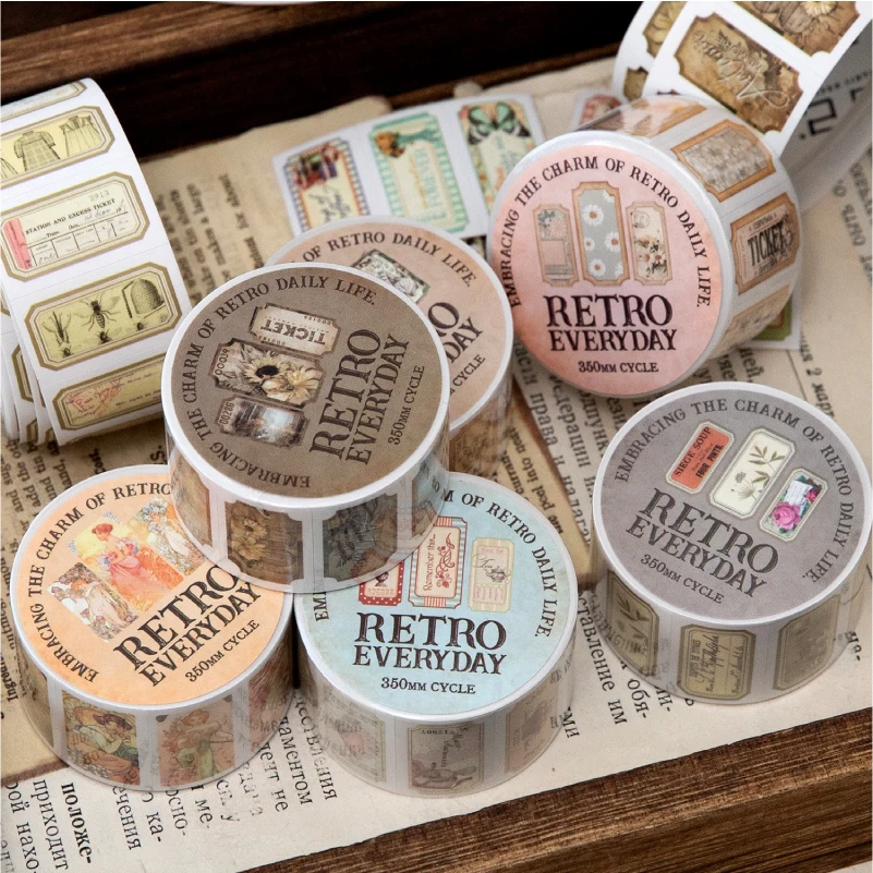 25mm x 2m Vintage Letter Washi Tape, 35cm Pattern Repeat — Retro Decorative Masking Tape for DIY Scrapbooking, Junk Journals, Planner Labeling, Craft Stickers, Gift Wrap and Handmade Stationery Packaging - 图片 6