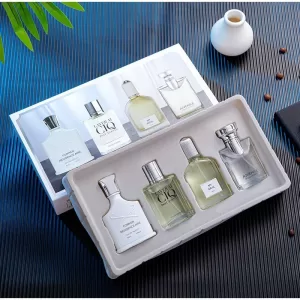100ML Silver Mountain Water Men's Perfume 4PCS Bottle Set with Fine Mist Spray and Luxury Gift Box, Multiple Material Options Including Glass, Acrylic, PET or Metal, Refreshing Light Fragrance for Retail, Gifting, and Factory Direct Orders