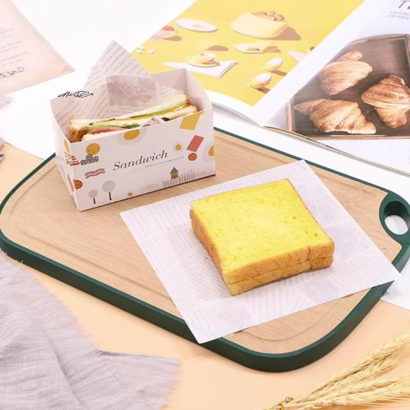 50 Pieces Premium Grease-Resistant Baking Paper Bags 18x18cm for Sandwiches, Donuts, Burgers, Fried Snacks, Picnic & BBQ Food Wrapping, Leak-Proof, Durable, Kitchen & Party Essentials - 图片 2