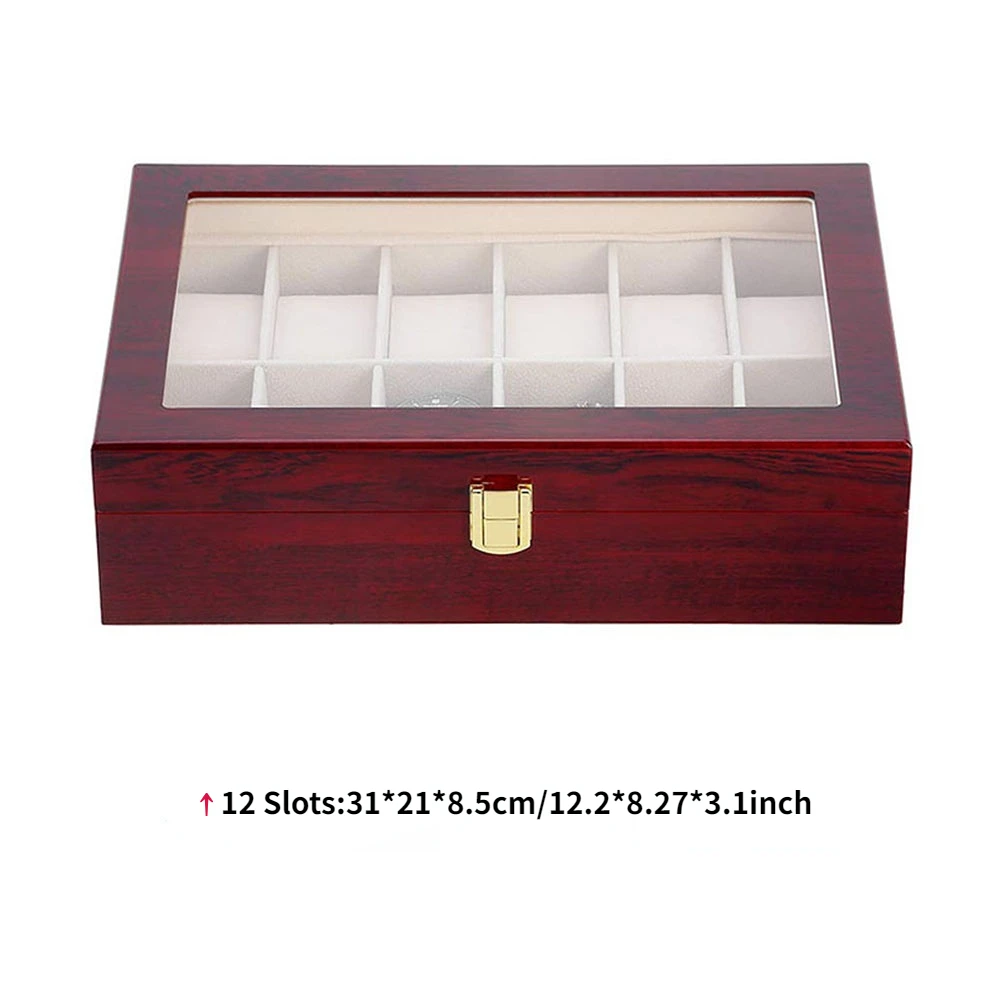 Premium Wooden Watch Storage Box with 1/2/3/5/6/10/12 Grid Compartments, Luxury Multi-Slot Watch Organizer and Jewelry Display Case for Men and Women, Portable Solid Wood Holder with Elegant Design for Collection and Travel - 图片 7