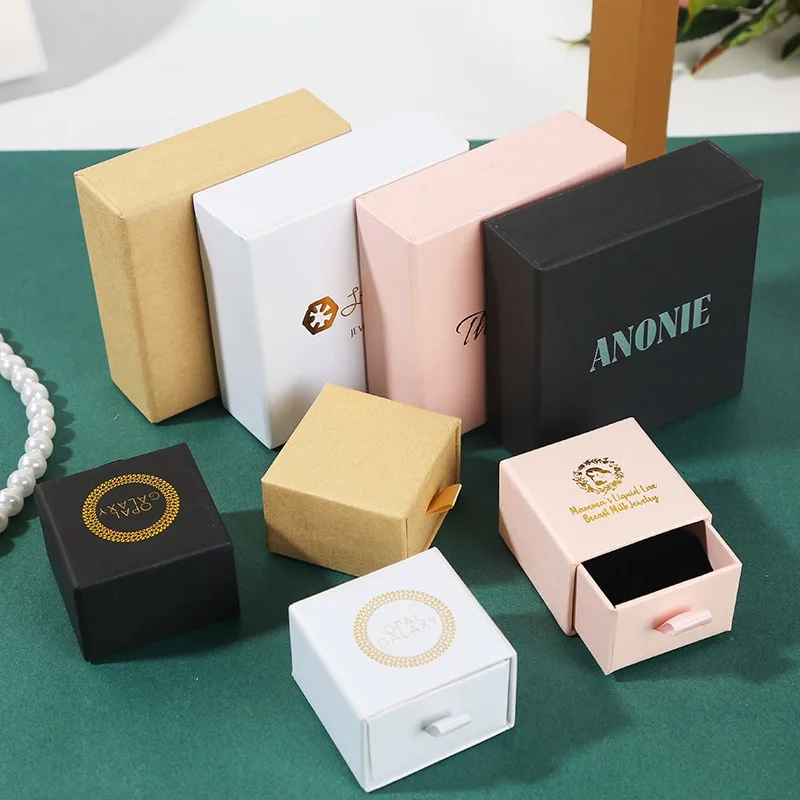 500pcs Custom Luxury Jewelry Packaging Boxes, Sliding Drawer Style Cardboard Gift Box with Logo for Earrings, Necklace, Bracelets, Paper Jewelry Case for Brand Presentation and Personalized Gift Packaging 4