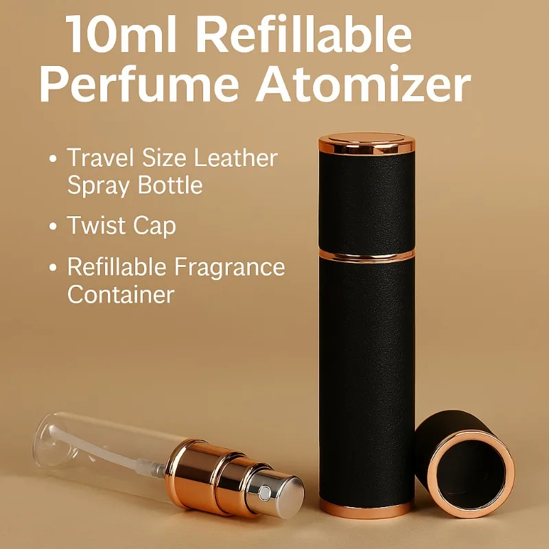 Luxury 10ml Perfume Bottle with Genuine Lambskin Leather Case – Embossed Design Travel ... - SKU TSC01723 - UGI Packaging