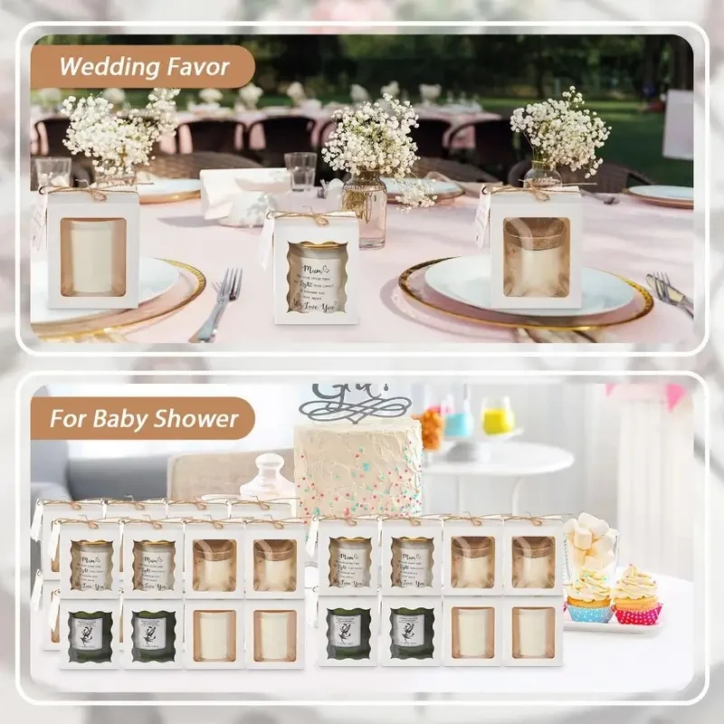 10/20pcs Candle Gift Boxes with Transparent Window, Paper Packaging with Label and Twine, Ideal for Weddings, Birthdays, Party Favors, or Jewelry Display, Durable Kraft Paper Boxes, Factory Direct Supply - 图片 5