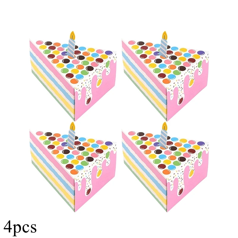4pcs Triangle Candy Boxes in Cake or Candle Shape, Cute Paper Packaging for Cookies, Kids Gifts, Birthday, Wedding, Party Favors and Decorations, Durable Reusable Paper Boxes, Factory Direct Supply - 图片 7