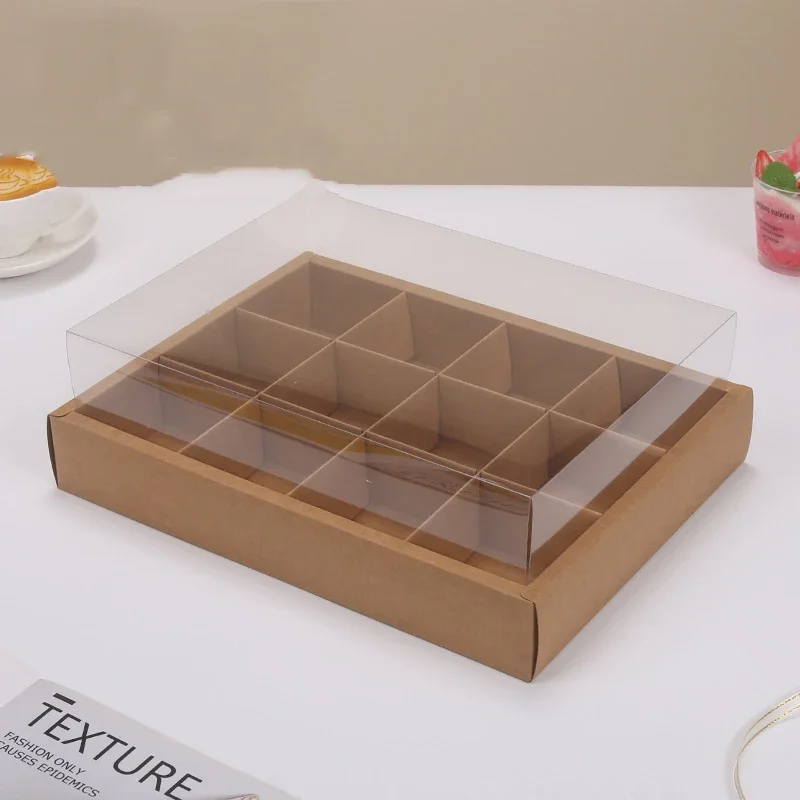 6/9/12 Grid Kraft Paper Cupcake Boxes with Clear Window, Muffin and Pastry Packaging Cartons for Chocolate Cookies Snacks, Party Birthday Wedding Gift Presentation Carrier - 图片 9