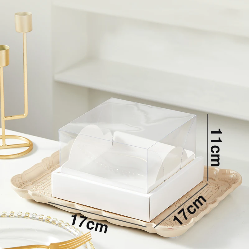 5/10 Pcs Square Transparent Cake Box 4/6 Inch – Clear PVC and White Cardboard Dessert Container for Birthday, Wedding, Christmas, DIY Cakes, Pastry Packaging, Party Treat Storage, Snack & Sushi Organizer