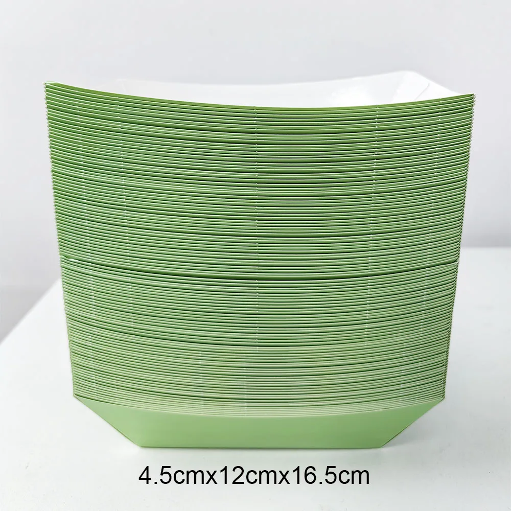 6/12/24PCS Disposable Paper Food Trays – Solid Color Snack Boats for Popcorn, Fries, Nachos, Burgers – Black/White/Blue/Yellow Party Serving Containers for Birthday, Baby Shower, Picnic, Carnival 1