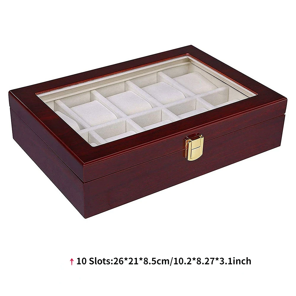 Premium Wooden Watch Storage Box with 1/2/3/5/6/10/12 Grid Compartments, Luxury Multi-Slot Watch Organizer and Jewelry Display Case for Men and Women, Portable Solid Wood Holder with Elegant Design for Collection and Travel - 图片 15