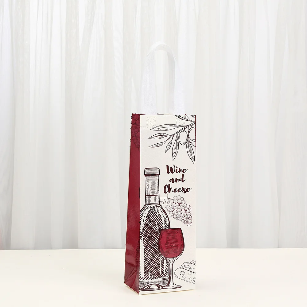 10PCS Wine Bottle Gift Bags Vintage-Style Non-Woven Packaging Bags for Bottles, Luxury Designer Sweets Party Favor Bags, Gourmet Wine Accessories, Elegant Reusable Tote Bags for Holidays and Events - 图片 5