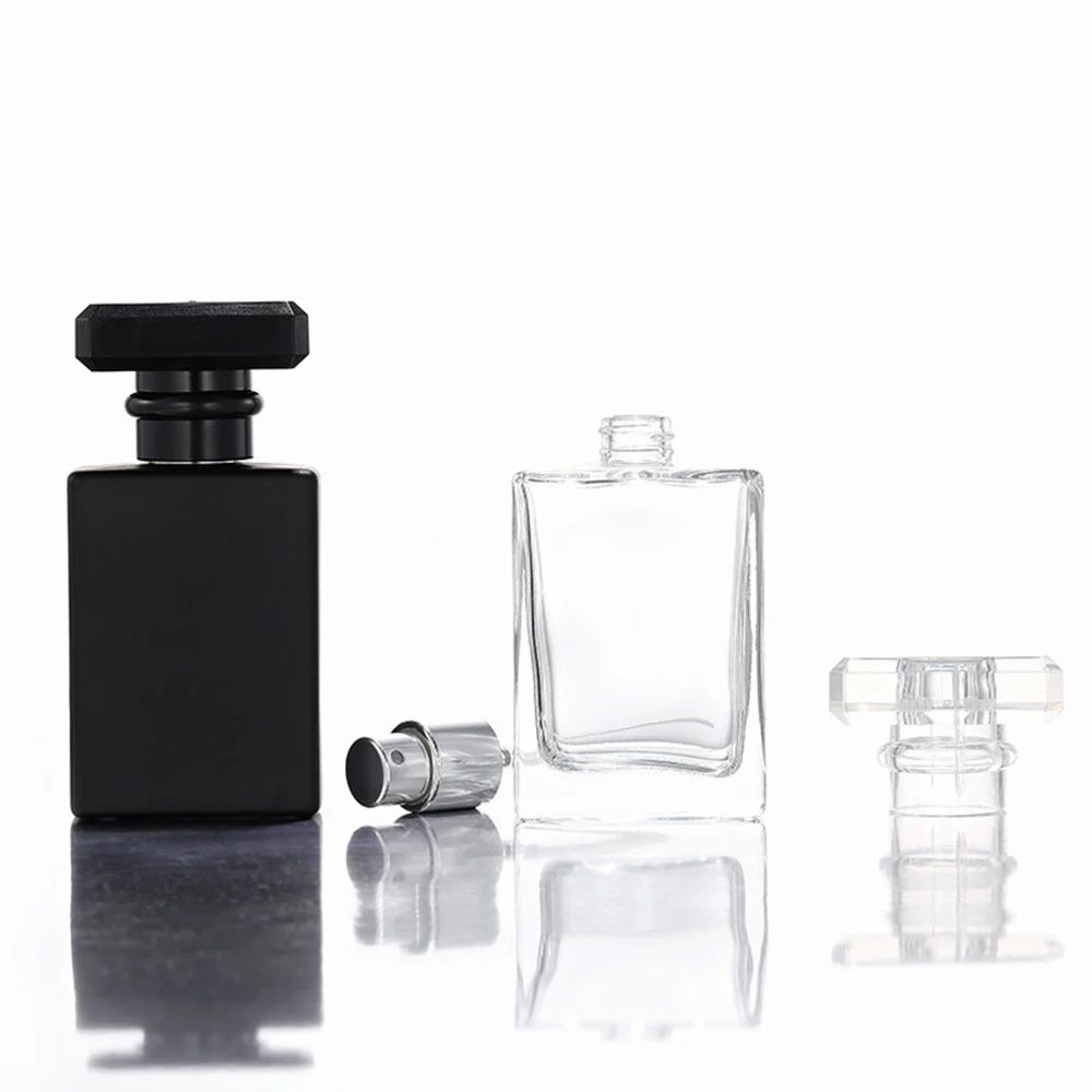 5/10/20PCS Empty Glass Spray Bottles Refillable 30ml 50ml Mini Fine Mist Perfume Atomizer Travel Portable Pocket Bottle with Black or Clear Cap for Cosmetic, Cologne, Essential Oil, Room Freshener