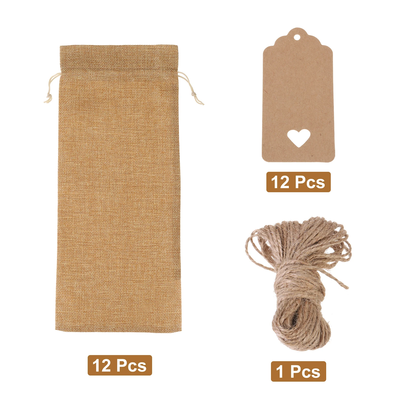12pcs Burlap Wine Bags with Drawstrings, Reusable Gift Bag Pouches with Tags, Durable Wine Bottle Packaging for Weddings, Christmas, Parties, Home Storage, and Holiday Gift Wrapping - 图片 14