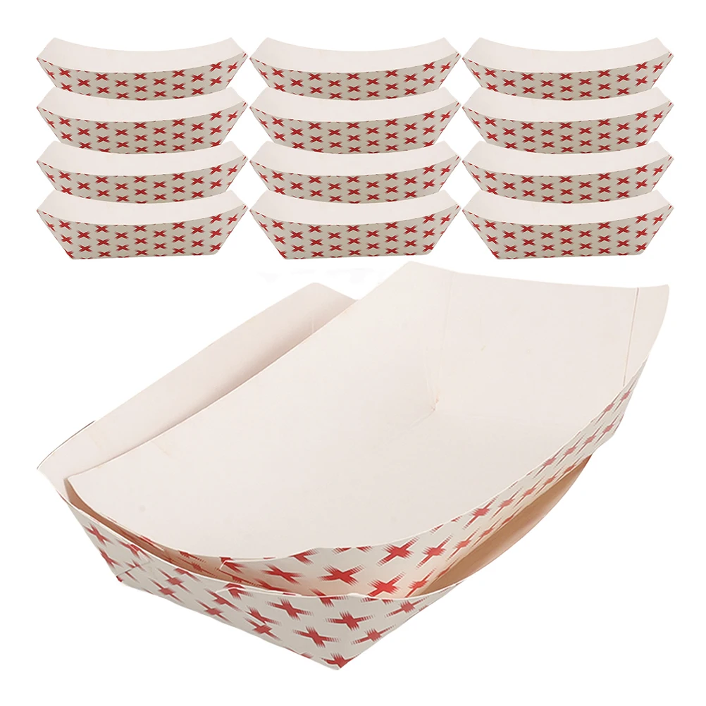 50pcs Kraft Paper Hot Dog Trays, Disposable Snack and Food Serving Containers, Open-Top Fry Boats for Parties, Restaurants, and Outdoor Events