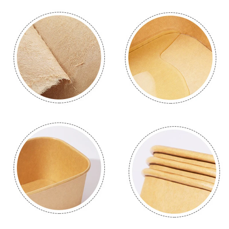 10Pcs Disposable Paper Lunch Boxes with Lids, Eco-Friendly Takeaway Containers, Kraft Food Storage Boxes for Fruit, Salad, Cake, Snacks, Meal Prep, Picnic, Party, Catering, Kitchen Accessories 2