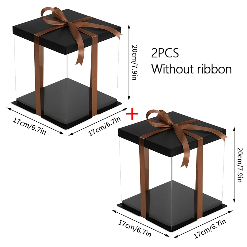 Transparent Gift Box Clear Plastic Cake Box Candy Storage Container, Dessert Present Organizer for Wedding, Birthday, Party, Food-Safe Display, DIY Baking, Transparent/Black - 图片 15