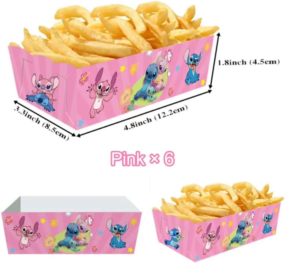 Lilo & Stitch Disposable Paper Food Trays Popcorn Candy Snack Boxes Hot Dog Chip Holders for Kids Birthday Parties, School Events, Weddings, Holiday Celebrations, Classroom or Festival Decorations 1