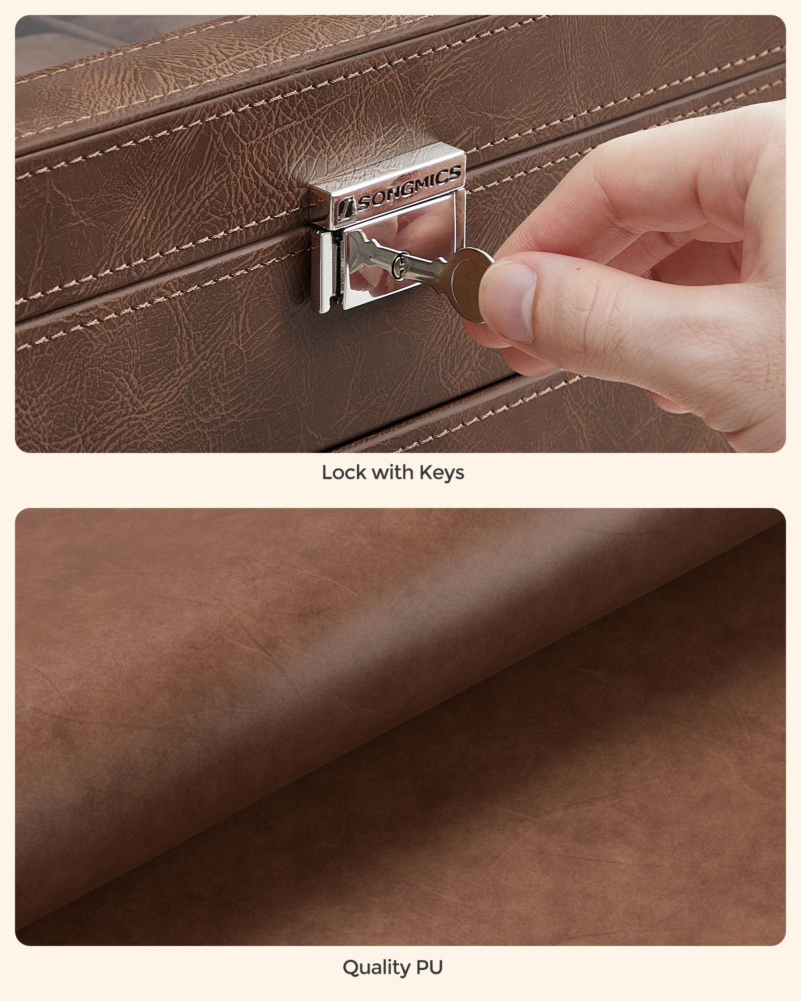 12-Slot Watch Box with Lockable Glass Lid and 2-Layer Design, Velvet-Lined Jewelry Storage Case with Bottom Drawer for Rings, Bracelets, Necklaces, and Accessories, Elegant Display Organizer for Home or Travel 4