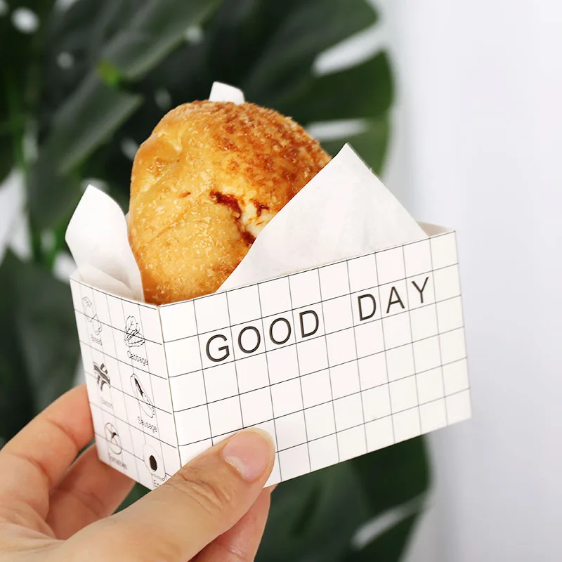 10 Sets Cardboard Sandwich & Burger Packaging Boxes, Toast and Bread Paper Trays, Disposable Food Containers for Cakes, Bakery Items, Takeout, Wedding Party, Catering, Gift, Snacks - 图片 12