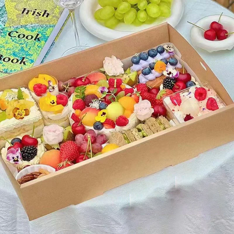 5Pcs Handmade Kraft Paper Gift Boxes With Transparent Window and Lid, Ideal for Sandwich, Salad, Fruit, Cake, Dessert, and Snack Packaging, Perfect for Picnic, Party, Wedding, and Birthday Food Presentation 3