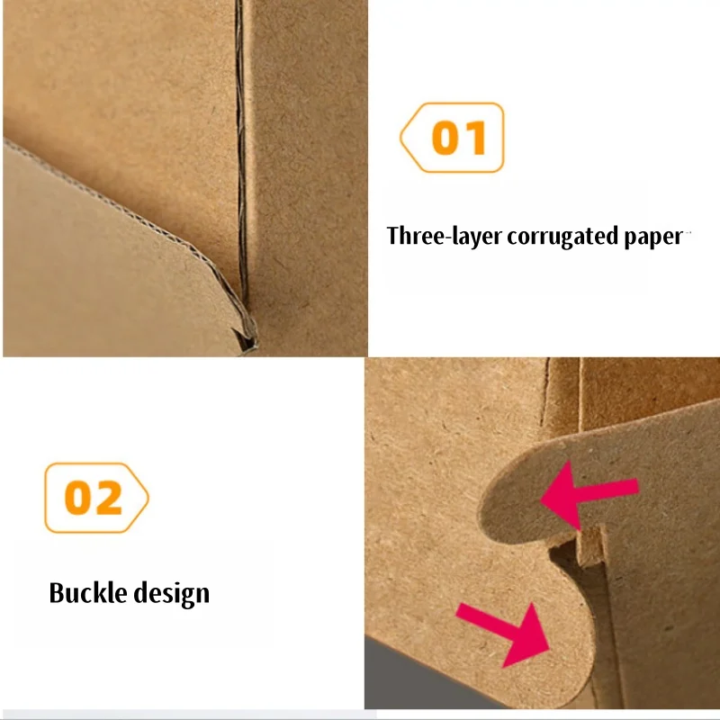 Food-Grade Thickened Corrugated Paper Hamburger and Hot Dog Boxes, Disposable Takeout Lunch Boxes for Fried Chicken, Sandwiches, Snacks, and Fast Food Packaging - 图片 5