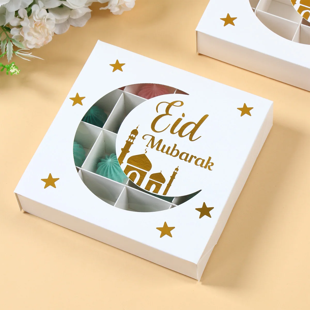 2Pcs Eid Mubarak Cake Boxes with Clear Window, Ramadan Kareem Transparent Candy and Chocolate Packaging Containers, Islamic Muslim Party Supplies for Home Decor, Dessert and Gift Presentation - 图片 4