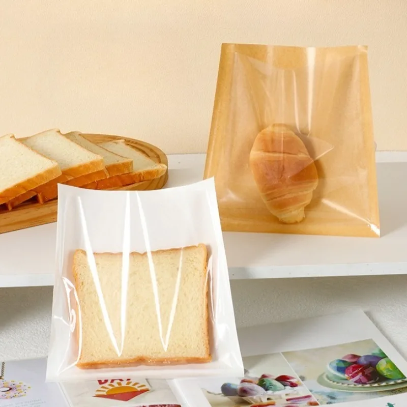 100PCS Kraft Paper Bakery Bags with Clear Window, Greaseproof and Heat Resistant Packaging Pouches, Oil Resistant Brown Bags for Bread, Toast, Pastries, Sandwiches, Cookies, Party Snacks and Food Takeaway 5