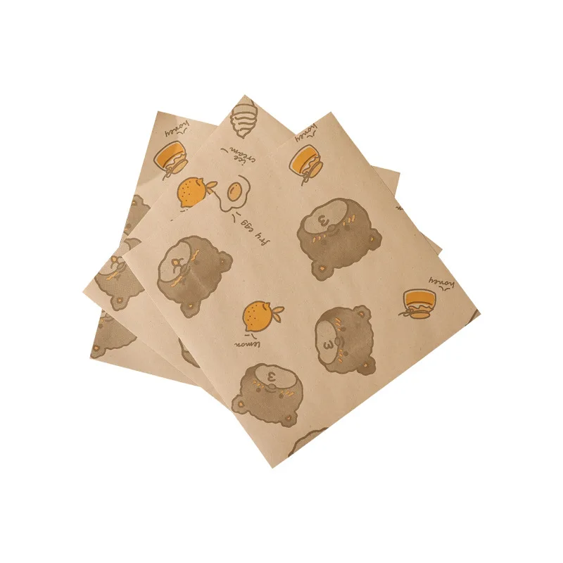 50PCS Oil-Proof Wax Paper Wrapping Sheets 18×18cm / 22×22cm Square Disposable Grease-Resistant Sandwich Burger Bread Fries Wrap Paper Baking Liner for Breakfast, Chicken Roll, Gift, or Craft Use - 图片 5