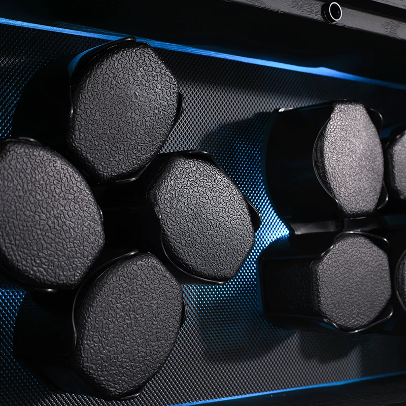 Luxury Automatic Watch Winder Box with 4/8/12 Slots – Black Wood Grain Finish, Ultra-Quiet Mabuchi Motor, Adjustable Rotation Settings, and Built-in RGB Ambient Lighting for Premium Watch Storage - 图片 6