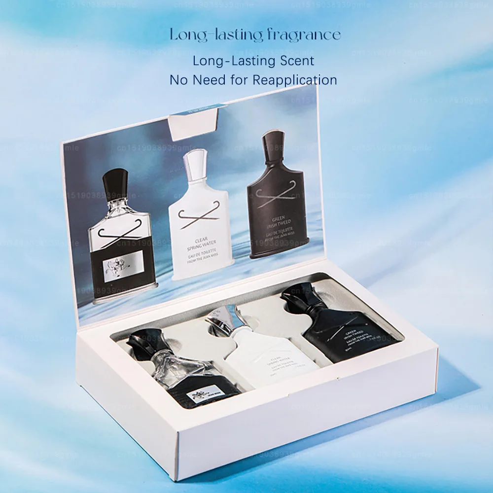 3-Piece Men's Perfume Set 90ML Each with Fine Mist Atomizers and Luxury Gift Boxes, Multiple Bottle Materials Including Glass, Acrylic, PET or Metal, Long-Lasting Cologne Scent, Charming Male Fragrance, Factory Direct Supply 4