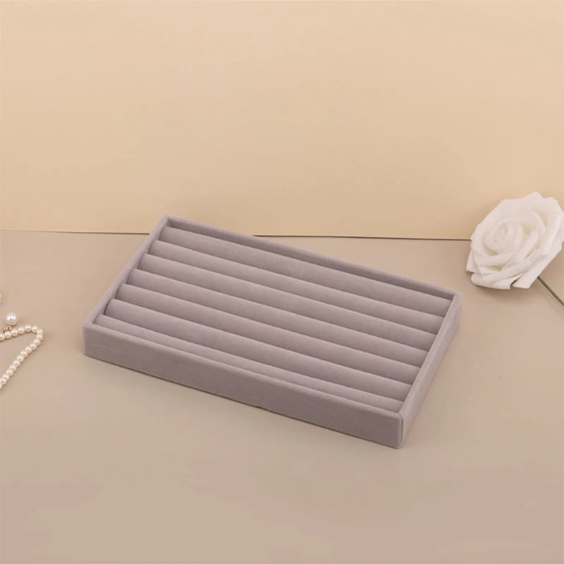 Suede Ring Tray Velvet Jewelry Display Organizer | Multi-Compartment Jewelry Packaging Tray for Counter Viewing Storage | Custom Logo Luxury Packaging Box