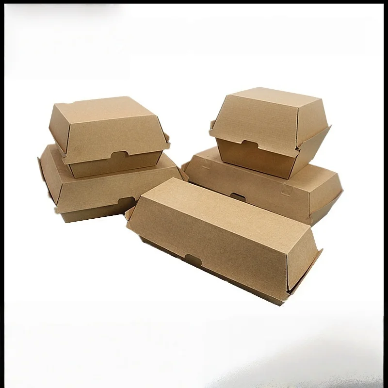 Food-Grade Thickened Corrugated Paper Hamburger and Hot Dog Boxes, Disposable Takeout Lunch Boxes for Fried Chicken, Sandwiches, Snacks, and Fast Food Packaging 6
