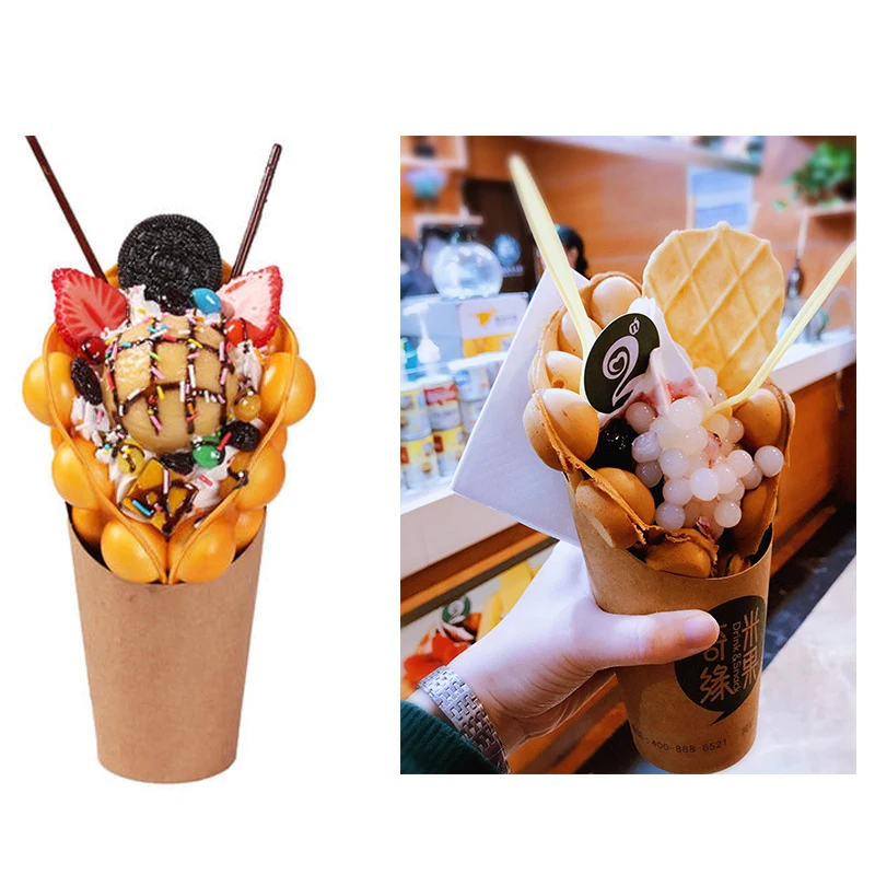 100pcs Kraft Paper French Fry Cups and Snack Buckets, Disposable Fried Chicken Leg Containers, Thickened Food-Grade Snack Egg Cups for Party, Takeout, Catering, and Fast Food - 图片 2