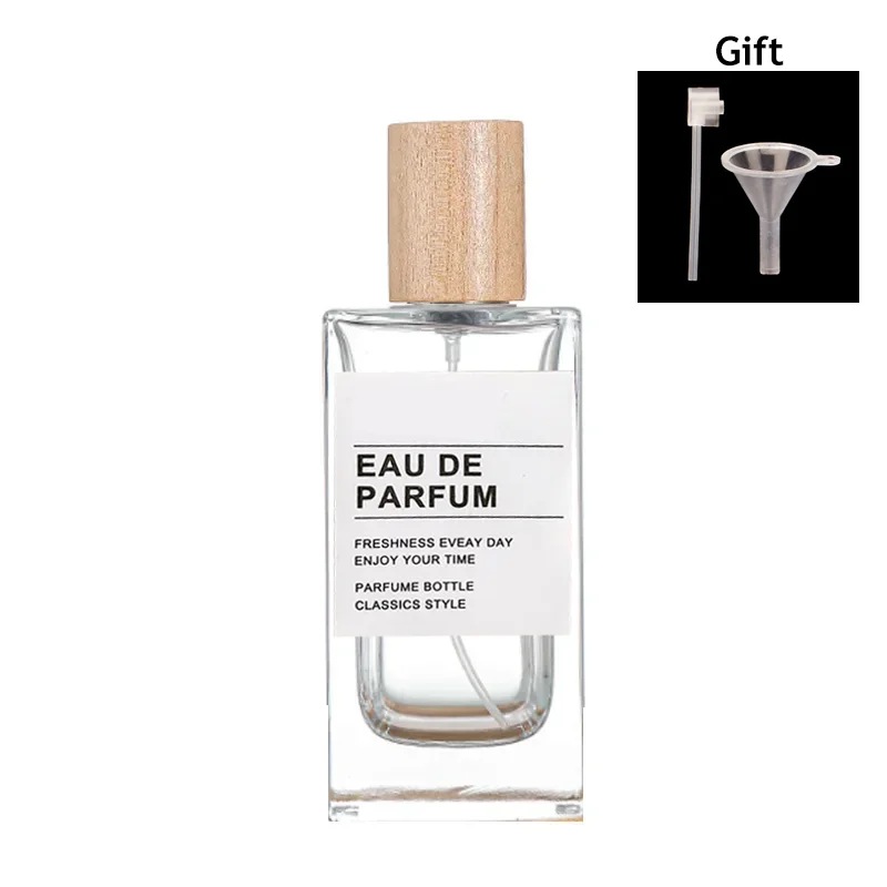 30ml & 50ml Refillable Flat Square Glass Perfume Bottles – Portable Travel Cosmetic Spray Containers with Replacement Wooden Caps, Empty Reusable Fragrance and Essential Oil Storage - 图片 7