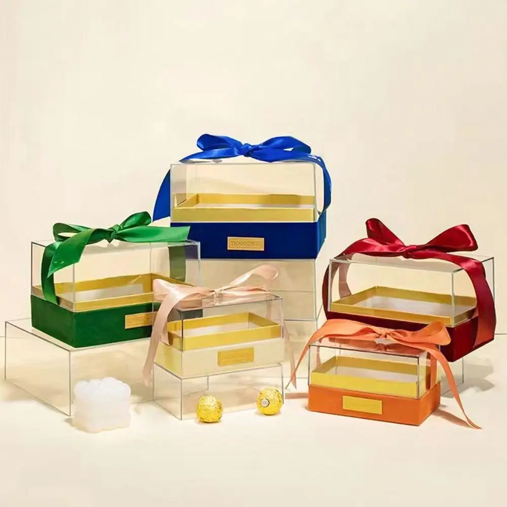 Transparent Wedding Hand Gift Box, Luxury Acrylic Bow Present Container for Valentine's Day, Anniversary, or Special Occasion Gifts, Elegant Light and Stylish Packaging for Weddings and Parties 5