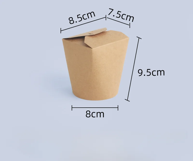 500pcs Disposable Kraft Paper Noodle Takeaway Boxes with Round Bottom, Eco-Friendly Fast Food Packaging for Pasta Salad Rice Snacks Takeout Restaurant Party Use - 图片 9