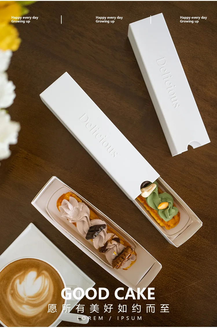 50PCS Rectangle French Napoleon Mousse Boxes, DIY Mini Cake Packaging, Waterproof and Oilproof Dessert Containers for Bakery, Pastry, Pudding, Chocolate, Takeout, Party and Home Use 5