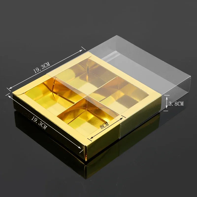 10PCS Chocolate Macarons and Mooncake Boxes with 4/9 Grid Inserts, PVC Transparent Window Gift Packaging, Ideal for Weddings, Christmas, Birthdays, Party Favors, Desserts, and Holiday Celebrations - 图片 5